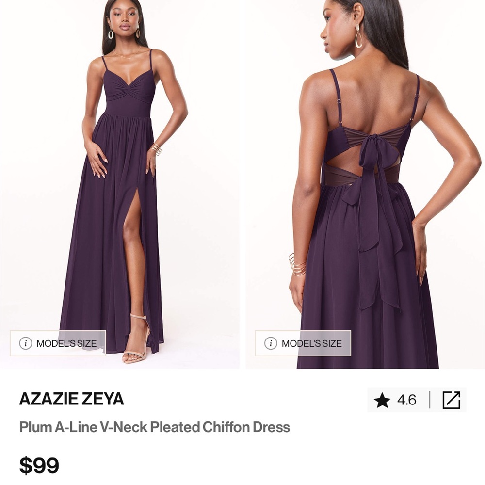 Azazie Zeya Dress in plum. Size A8.
